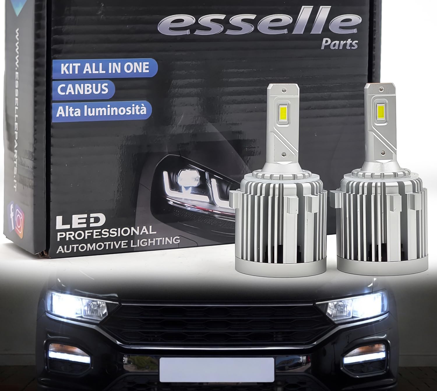 Kit Full LED H7 CANBUS per VW T-Roc 6000K Bianco Ghiaccio 9800 Lumen – Portalampade e Centraline Integrate – Plug & Play No Errori – Alta Luminosità