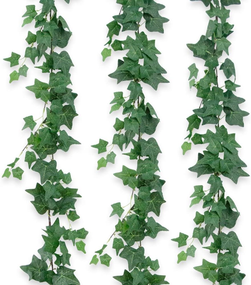 - 3Pcs Artificial Greenery Ivy Vines Kit, 6FT Odorless Silk Ivy Garland, Green Leaves Fake Hanging Plants, for Boho Decor, Home, Classroom, Wall, Party and Wedding Decoration