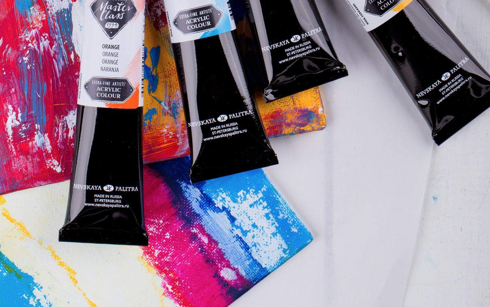 Set de pintura acrílica para artistas, 6 tubos extrafinos hechos en Rusia, Nevskaya Palitra neva, paleta de regalo para artista arte