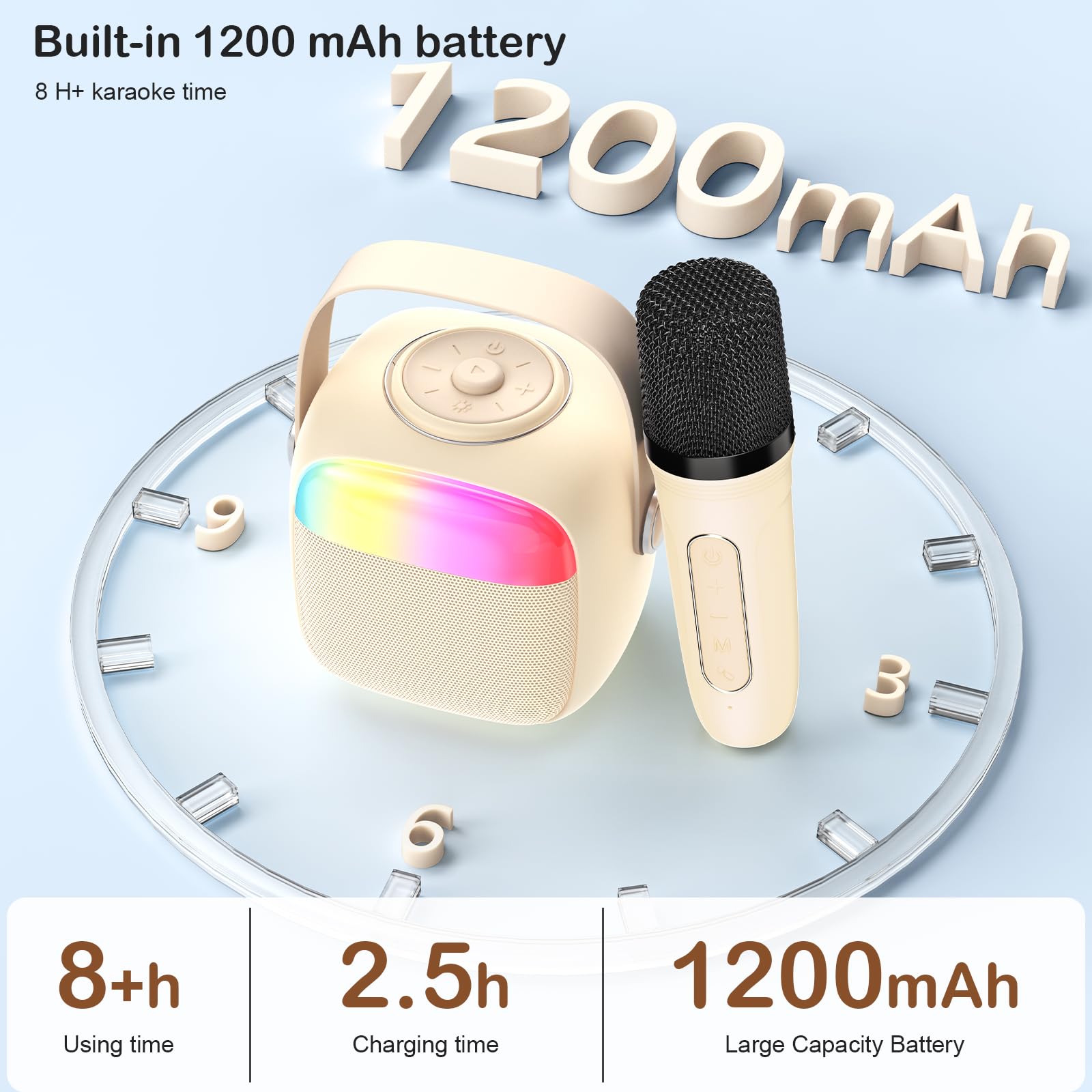 Mini Karaoke Portatile Bluetooth Con 2 Microfoni Wireless E Luci LED – Per Bambini E Adulti