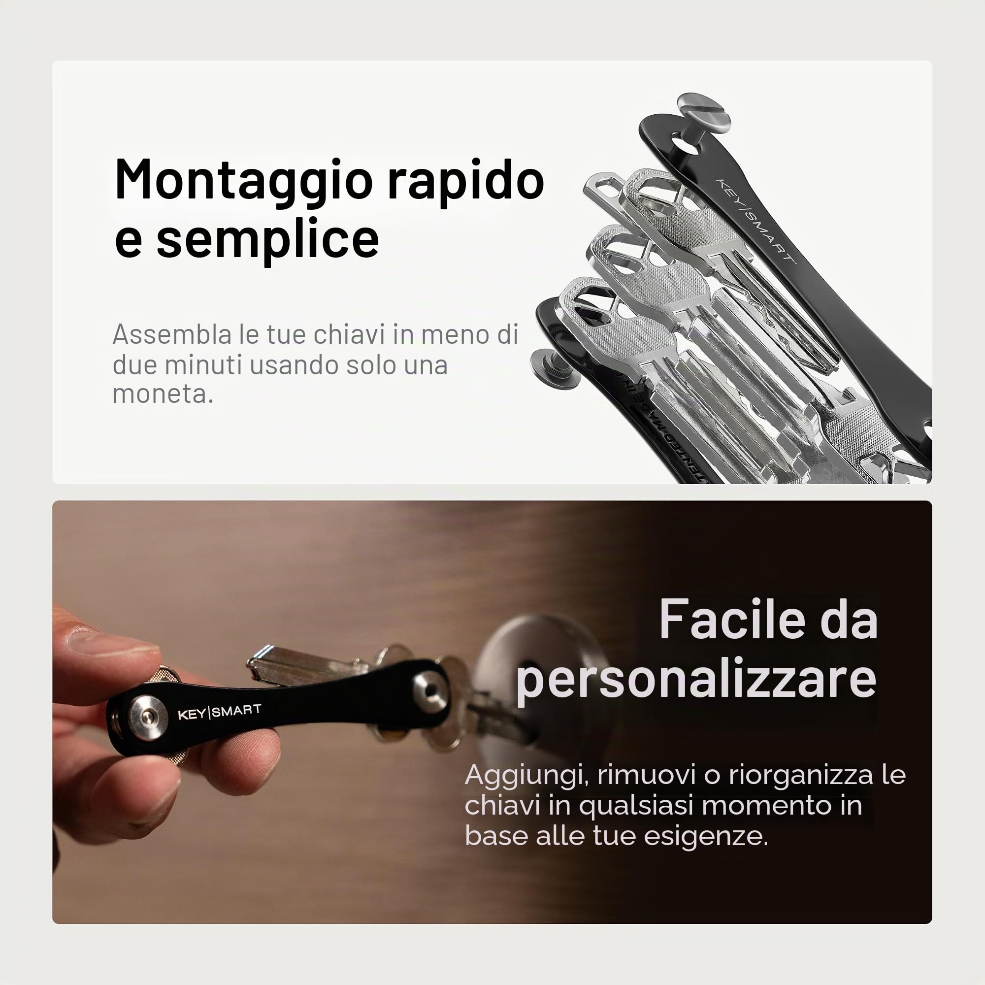 KeySmart KS019BKN Porta Chiavi Fino ad 8 Chiavi, Nero