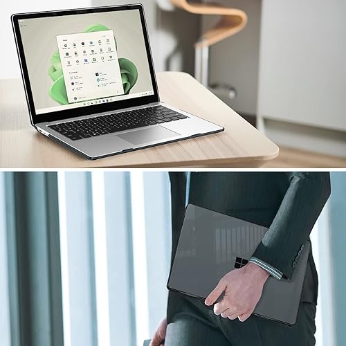 Miniatura 8 de Fintie Funda para portátil Microsoft Surface de 13.5 pulgadas 543 con teclado de metal, funda protectora delgada a presión, color negro cristal