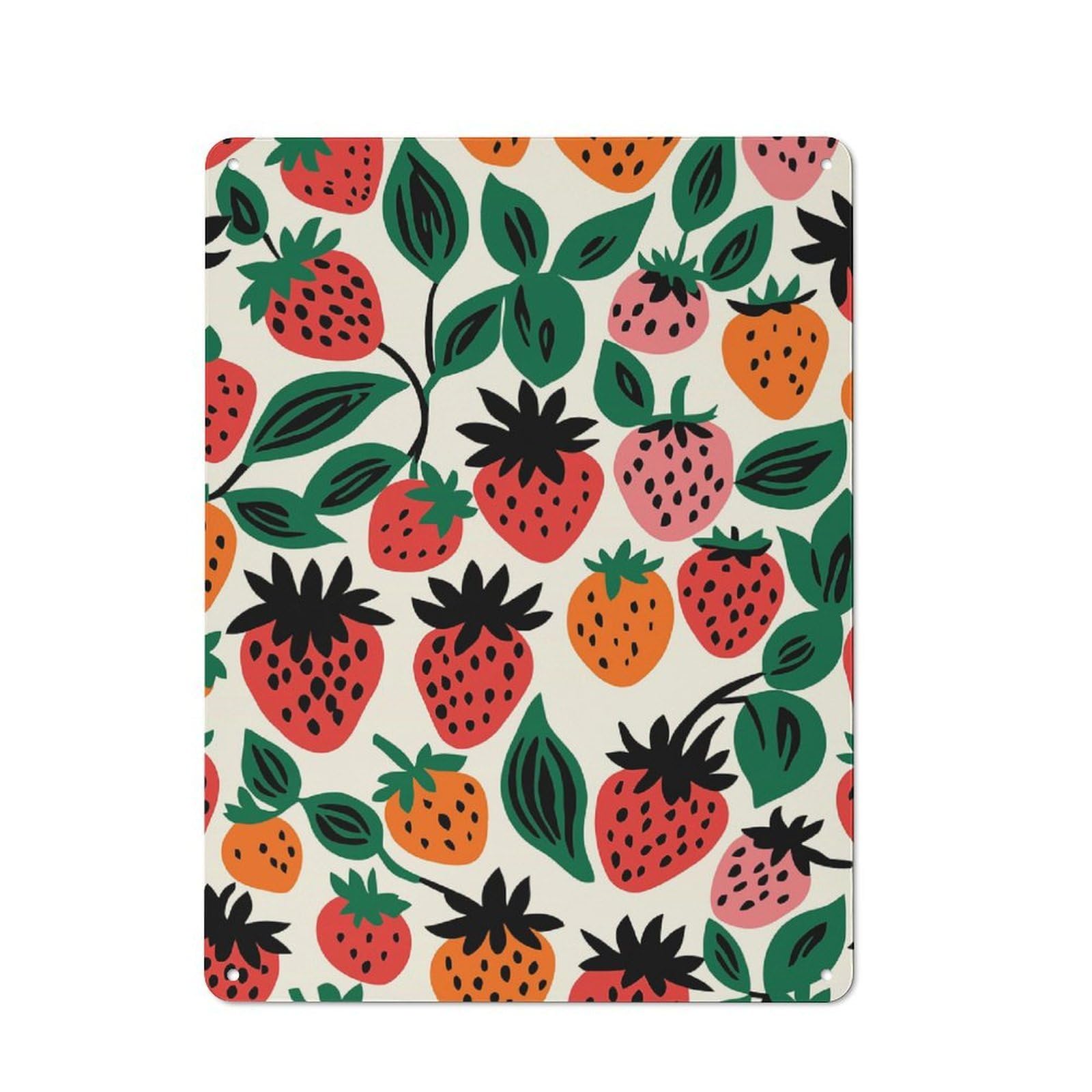 Strawberries Art Decorative Tin Plaque 40x30cm, Decorative Novelty Wall Art for Hallway, Home Bar, Garage Or Study