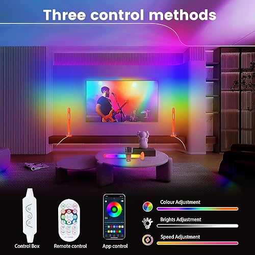 Miniatura 2 de Barras de luz LED inteligentes, retroiluminación Borllyem LEDIC+WW para TV con cuentas de luz dobles, control de aplicación, control remoto RF,