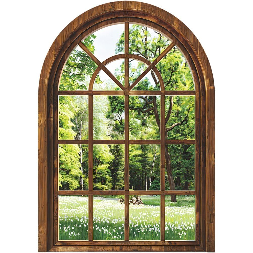 Luxylei 3d Wall Stickers Forest Removable Fake Window Wall Stickers Scenery View Window Decals Landscape Wall Stickers Murals Peel and Stick