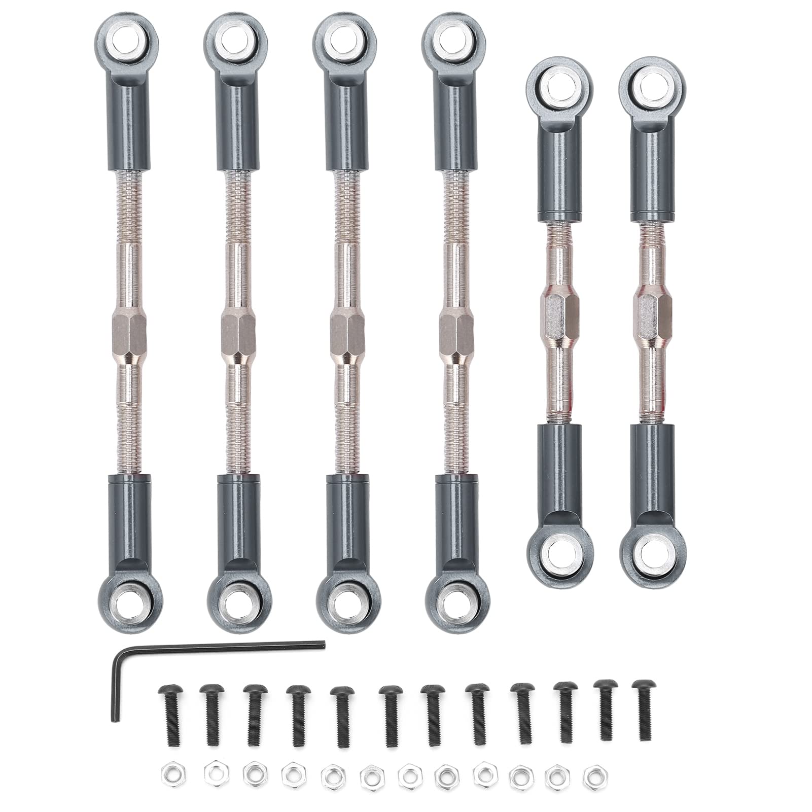 lvifloae RC Metal Pull Rod Steering Servo Link Linkages Tie Rod Upgrade Set for WLtoys 144001 124018 124019 1/14 RC Car (Ti)