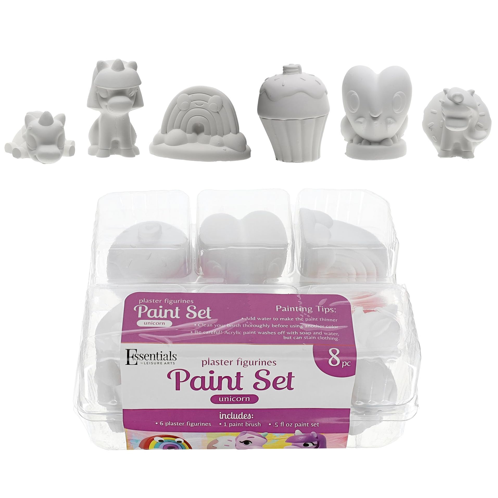 Leisure ArtsEssentials - Plaster Kit Value Pack Unicorn, Ceramic Painting Kit for Kids, Kids Painting, Ceramics to Paint, Painting Crafts, Paint Your Own Ceramic, Figurine Painting Kit