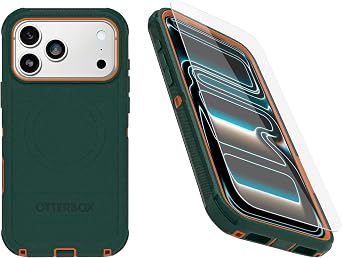 OtterBox iPhone 17 Pro Max Only Bundle Defender Series Case & Screen Protector - Green Intrigue - Case Only - Snaps on MagSafe - Tough - Rugged & Durable - Non-Retail Packaging
