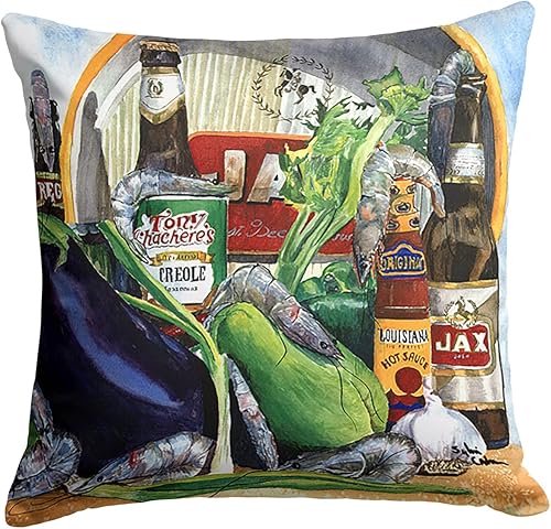 Caroline's Treasures 1007PW1414 - Almohada decorativa de tela de berenjena y cervezas de Nueva Orleans, lavable a máquina, almohada decorativa para