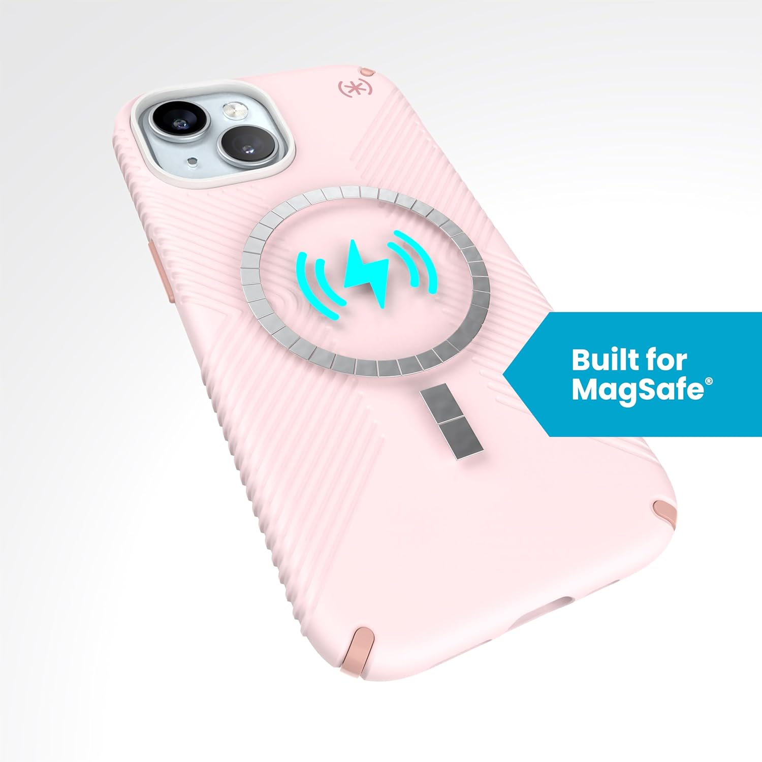 Speck iPhone 15 Case MagSafe - Slim Phone Case iPhone 15-6.1 inch - Compatible with iPhone 14 and 13 - Presidio2 Grip Nimbus Pink/Dahlia Pink