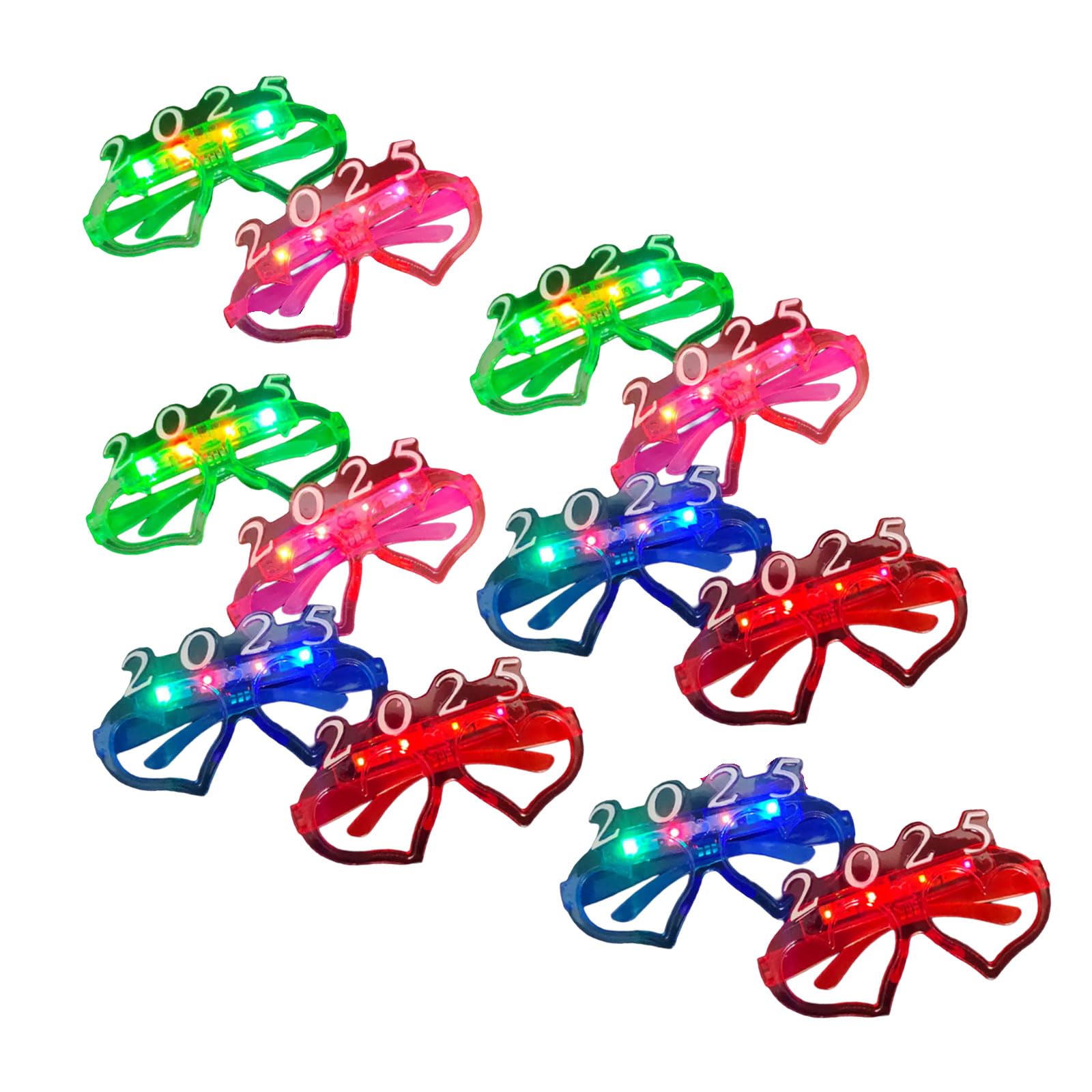Yuxita As Shown In Pictures New Year 2025 Glasses Flashing Glasses Light Up Eyewears Party Props Decoration Carnivals Photo Props Eyewears 12Pcs
