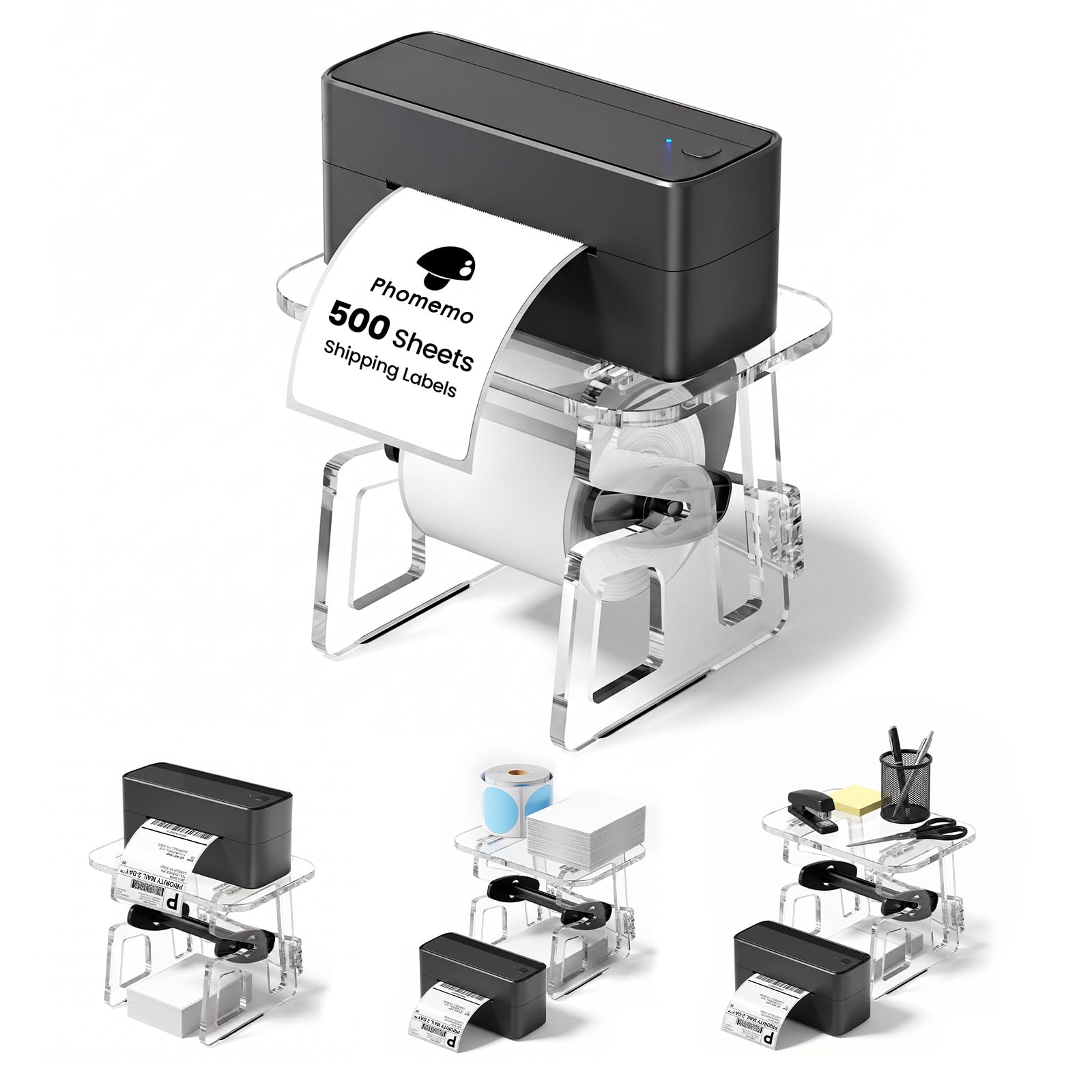 Phomemo 241BT Label Printer with Label Holder & Labels Set, Black