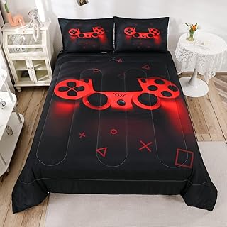 Boys Gamer Comforter Set Twin Size,Gamepad Bedding Set Kids Young Man Video Games Down Comforter for Teen Child Game Room ...