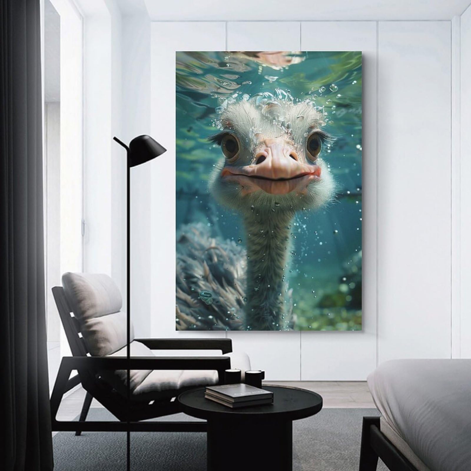 Junmoney Ostrich Home Decor Wall Art 20x30inch(50x75cm), for Gallery Wall Layouts in Home Or Office, A Versatile Canvas Print for Layering