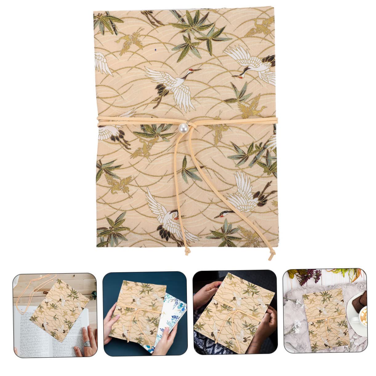 Lurrose 5 Pz Copertina Del Libro in Tessuto Di Gru Piccoli Morsetti Per Scialle Maniche a Libro in Tessuto Arredamento Creativo Del Libro Delicato Arredamento Del Libro Beige Stoffa