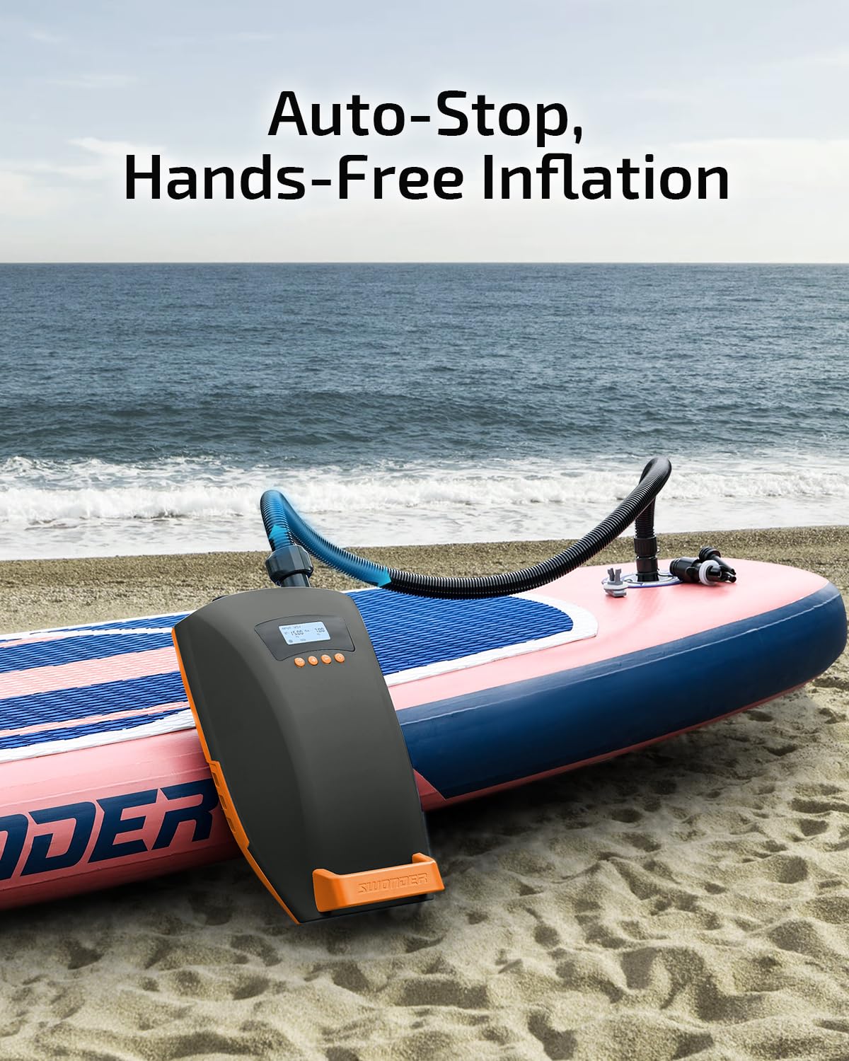 Swonder Seawolf Pompe Électrique Paddle Gonflable Double Alimentation – 2X Plus Rapide, 20 PSI, Double Cylindre, Refroidissement Actif, Batterie 6000mAh & Adaptateur Voiture, Compatible Jusqu’à 17V DC