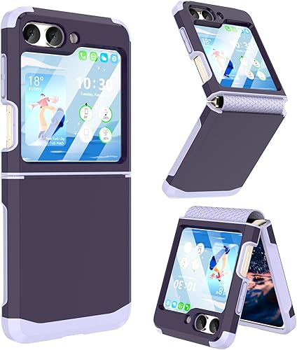 Funda diseñada para Galaxy Z Flip 5 con protección de bisagra, Samsung Flip 5 resistente a prueba de golpes de cuerpo completo funda protectora para