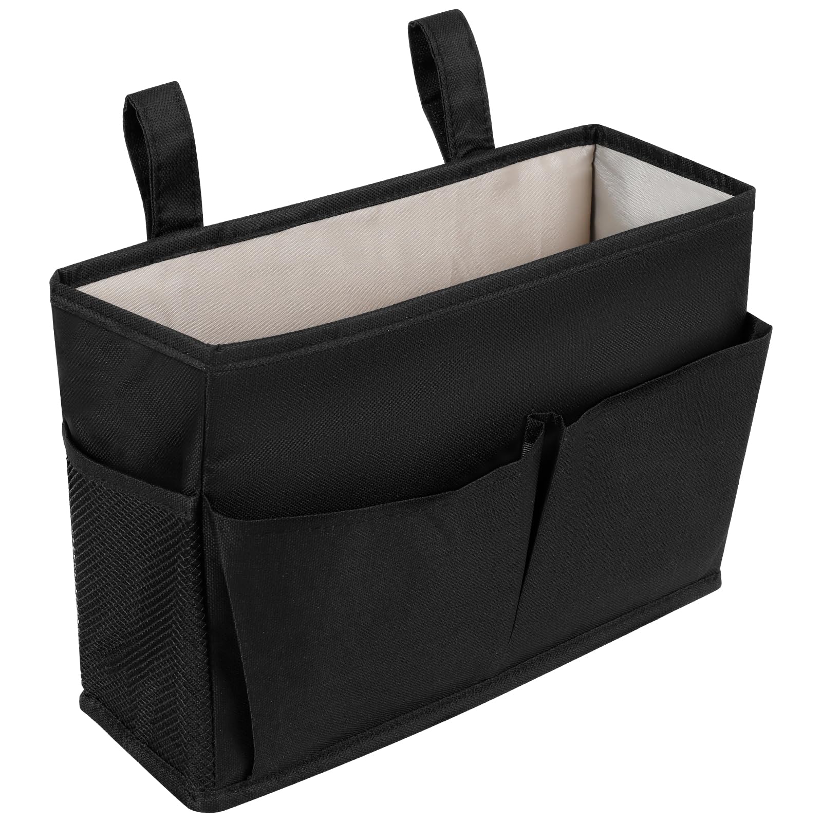 Bedside Hanging Storage Baskets Bed Pockets Large Multifunctional Bedside Organizer with Side Pockets for Home School College Dormitory Bunk Bed Clutter Sorting Magazine Book Storage Bag(Black)
