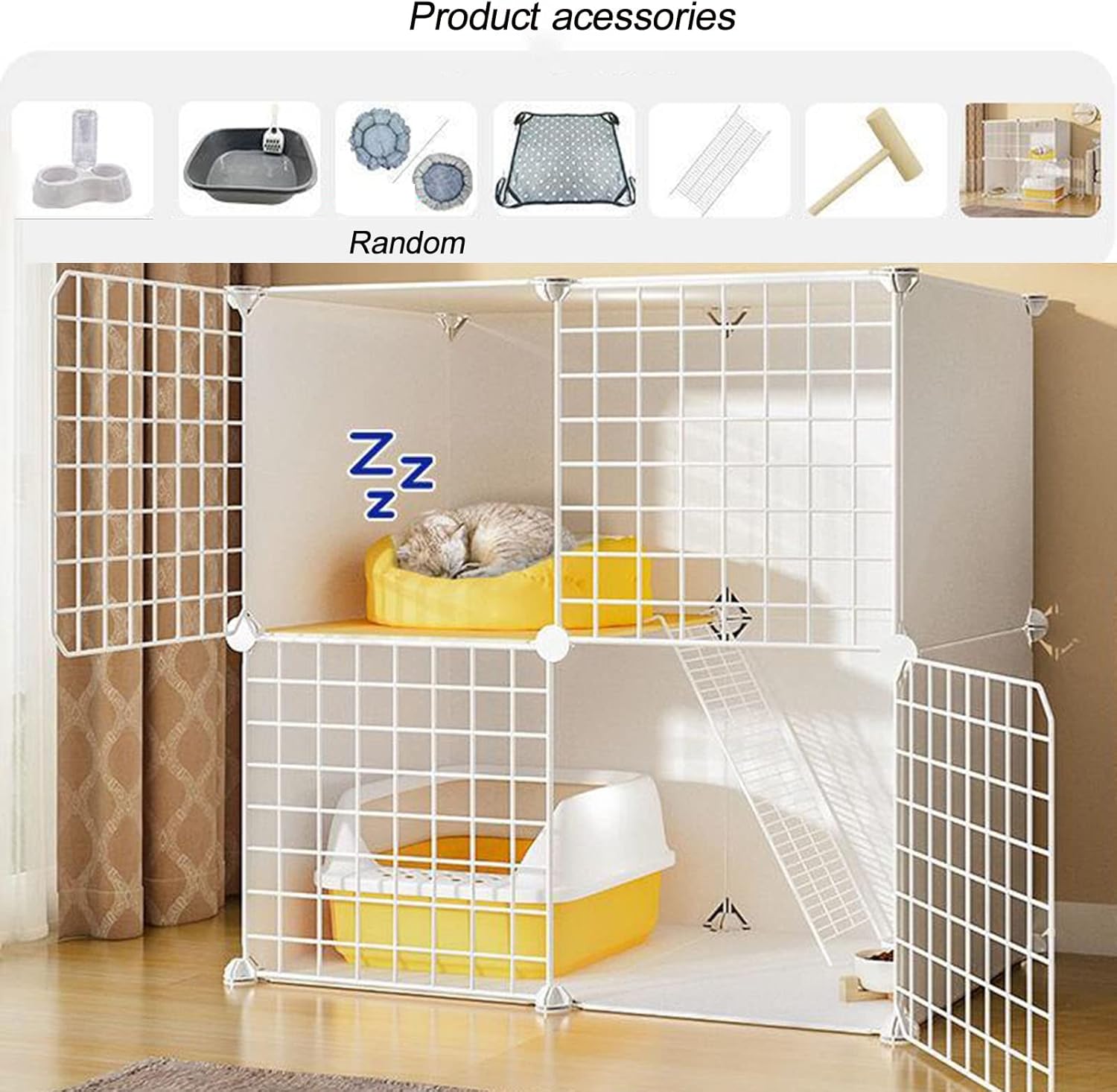 Cat Cages Indoor Litter Dog Playpens Caves Houses Box Kitten Cage Cats Outdoor Enclosures,Indoor Large Cat Cage - Metal Pet Enclosure Playpen for Small Animals - DIY Rabbit, Hedgehog, Guinea