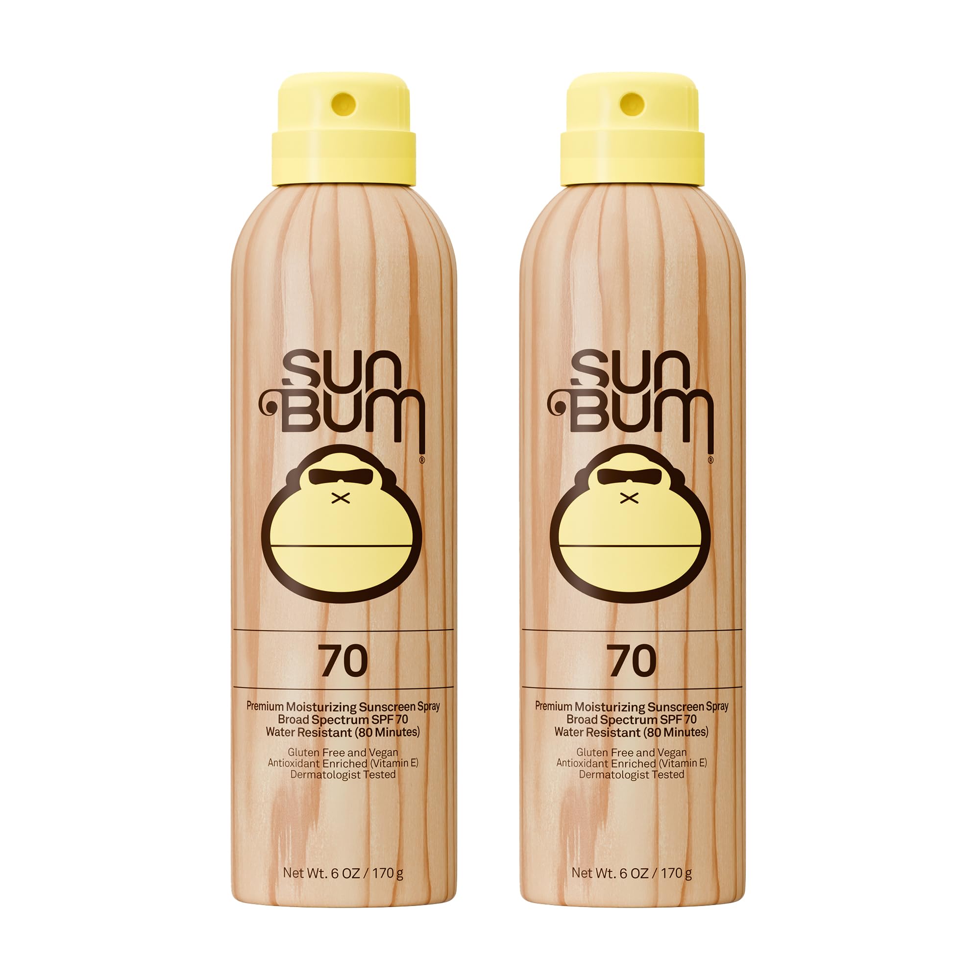 Sun Bum Original SPF 70 Broad Spectrum Sunscreen Body Spray - 6 oz (2-Pack) | Moisturizing with Vitamin E, Vegan, Hawaii 104 Act Compliant (Made without Octinoxate & Oxybenzone) SPF 70 6 Ounce (Pack of 2)