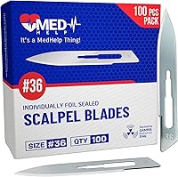 Vista 14 de Paquete de 100 cuchillas desechables de bisturí #22, cuchillas quirúrgicas tamaño 22, herramienta de hoja dermaplane de acero de alto carbono. Hoja