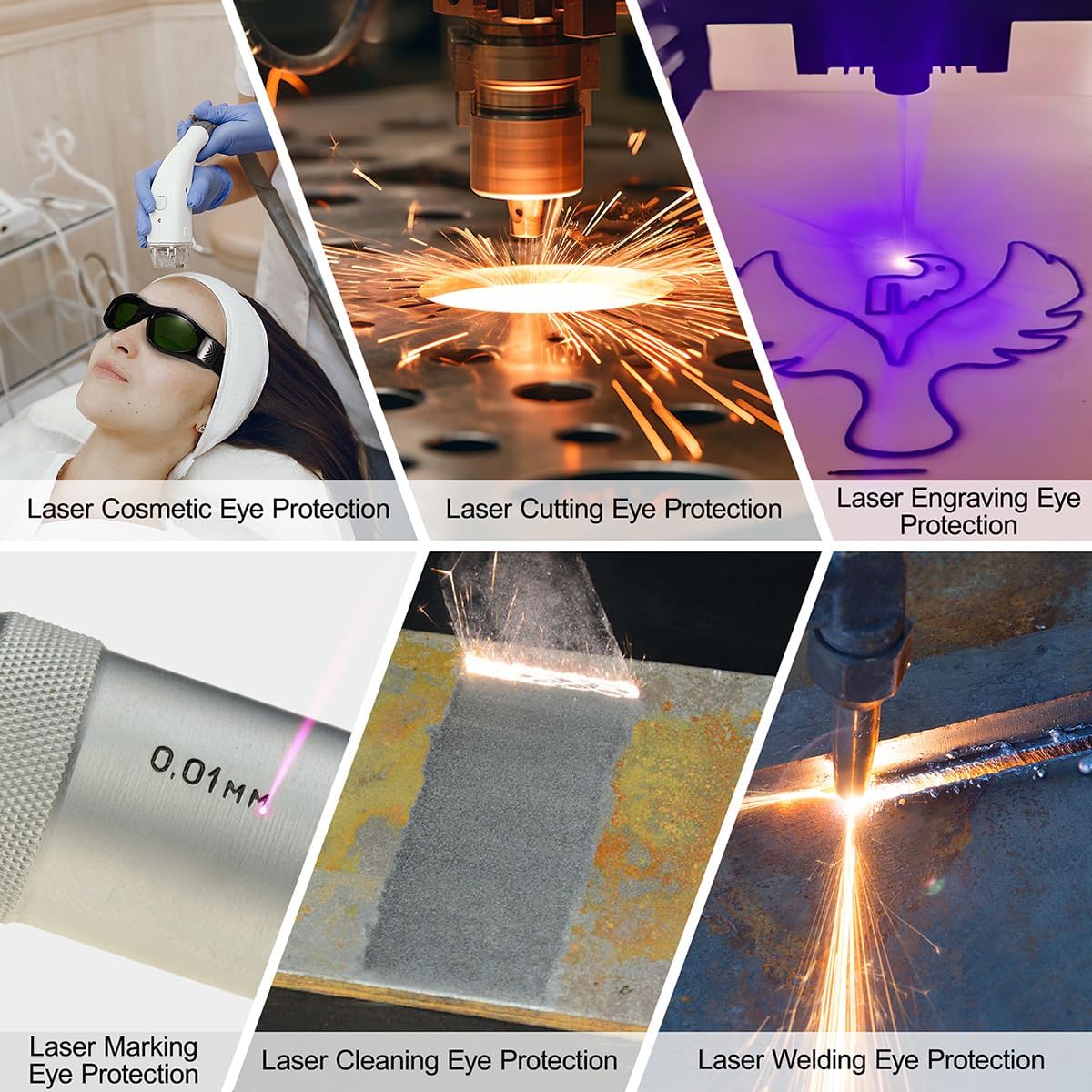 Laser Safety Glasses, Laser Protective Goggles for Fiber Laser Engraver & Cutting Machine, 200–450nm & 800–2000nm 1064nm Eye Protection, Adjustable Strap