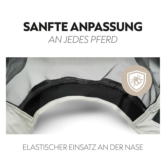 Foto 7 de 8 de SUNRIDE Máscara de Mosca con Cabestro (Dubai) para Caballos- Adecuada para Trenzas - con protección UV