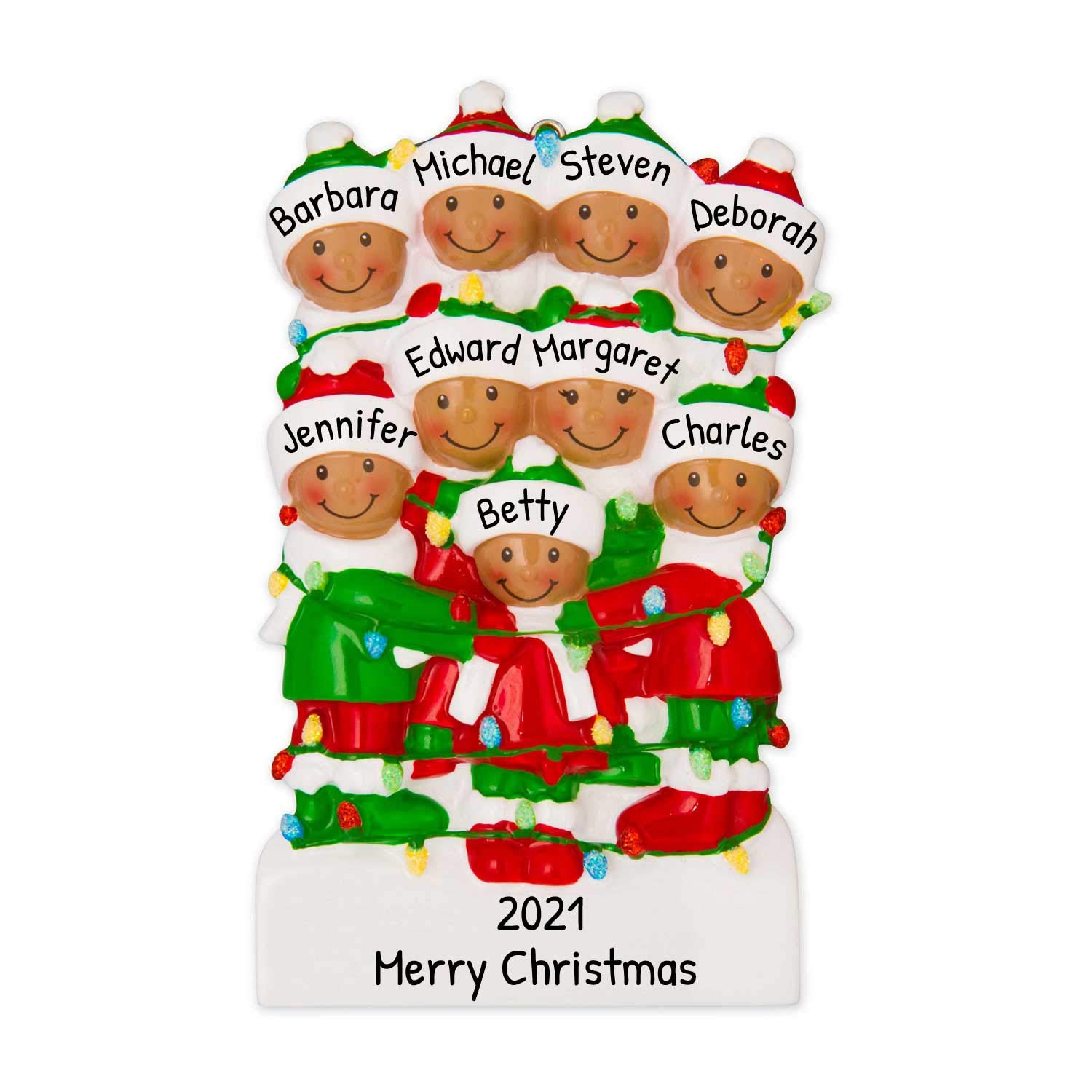 Personalized Family Christmas Ornament - Custom Ornament African American Family of 9 Christmas Ornament 2024 Better Together Ornament Family Tree Customized Black Family Ornaments or Christmas Tree