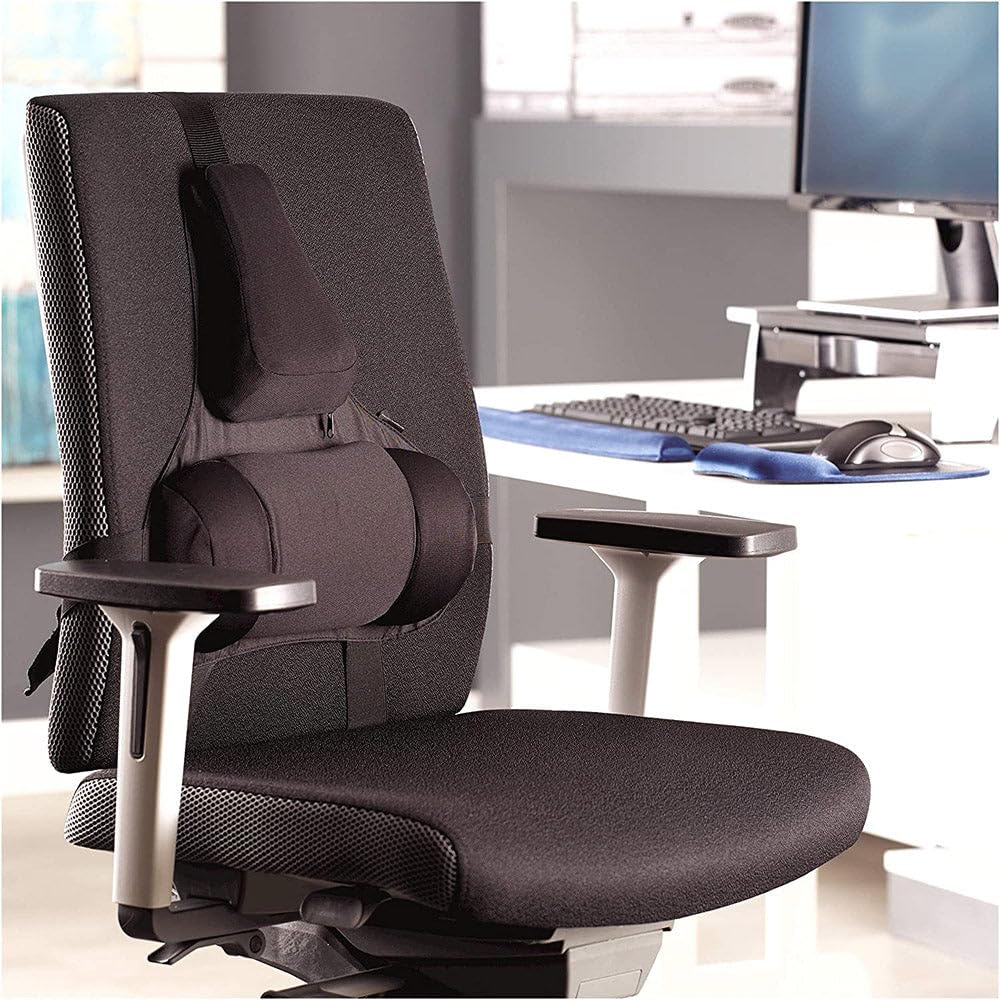 Fellowes 8041801 Supporto schiena con cuscino lombare in memory foam Professional Series Ultimate, Grigio