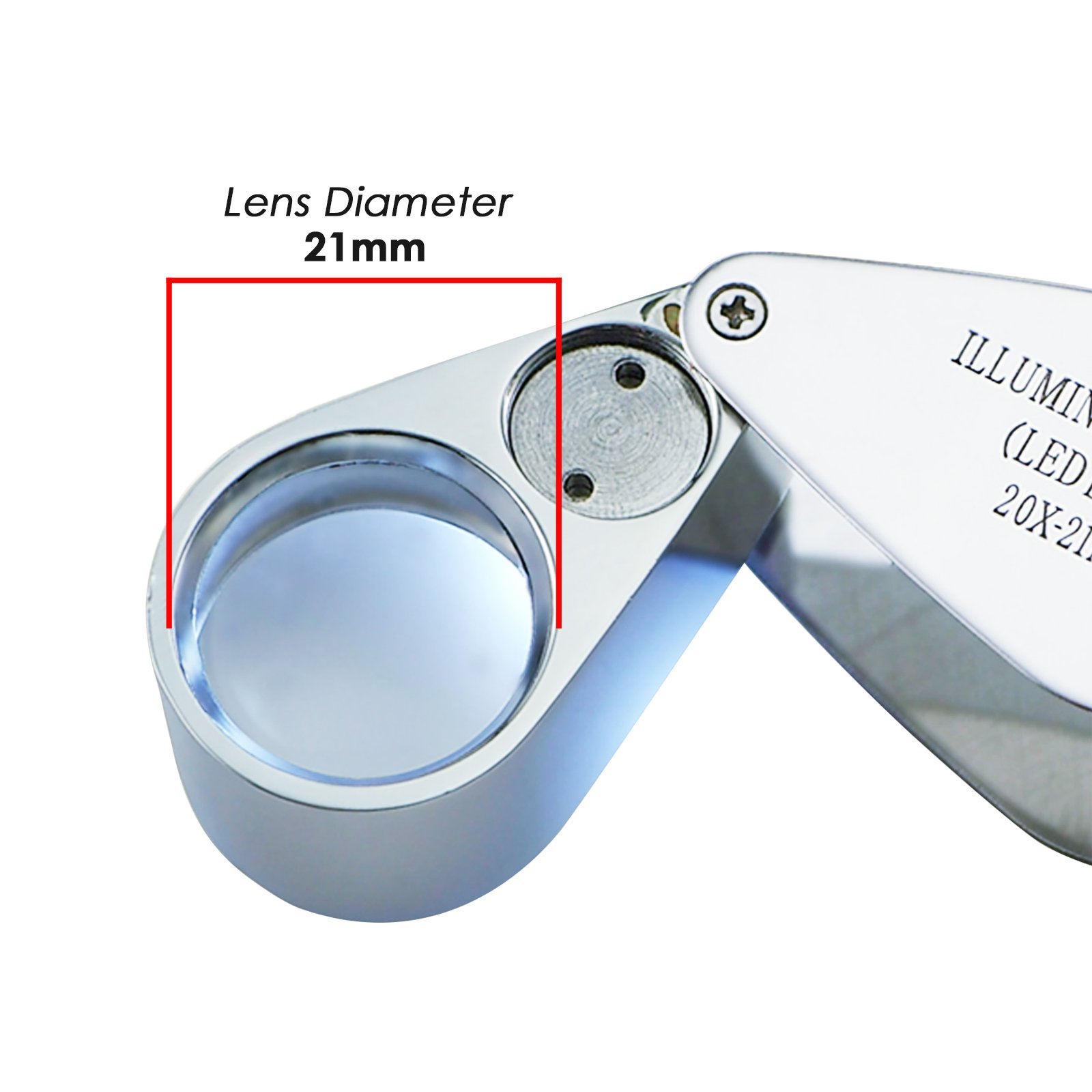 20 X Loupe Juweliersloep van Metaal, Vouwloep met LED Licht Vergrootglas Voor Diamanten, Juweliers, Munten, Postzegels