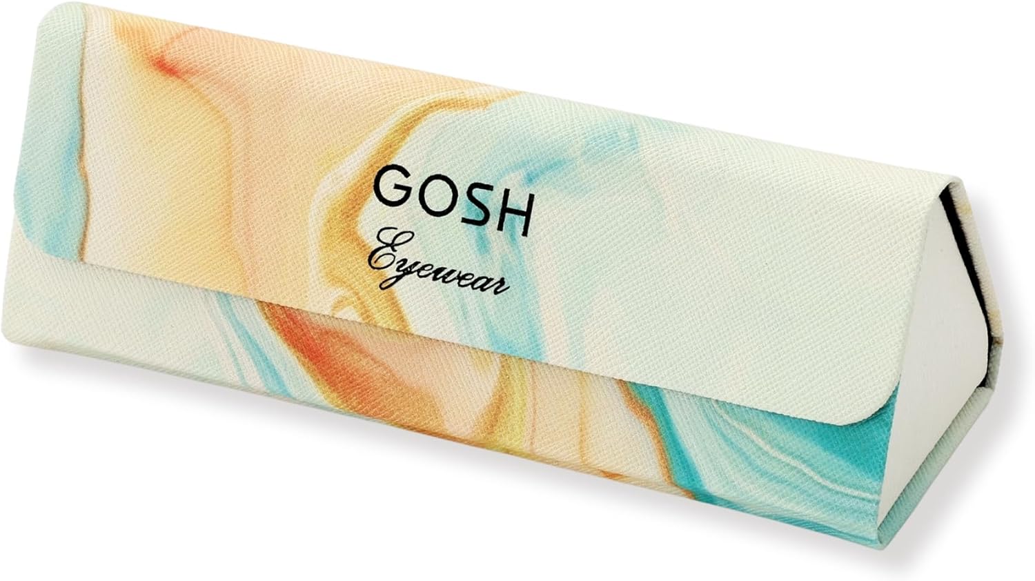 [GOSH] メガネケース (Yellow) 三角形 スリム たためる おしゃれ メガネ拭きセット 黄色 軽量 女性用 眼鏡 サングラス 老眼鏡 かわいい 眼鏡入れ