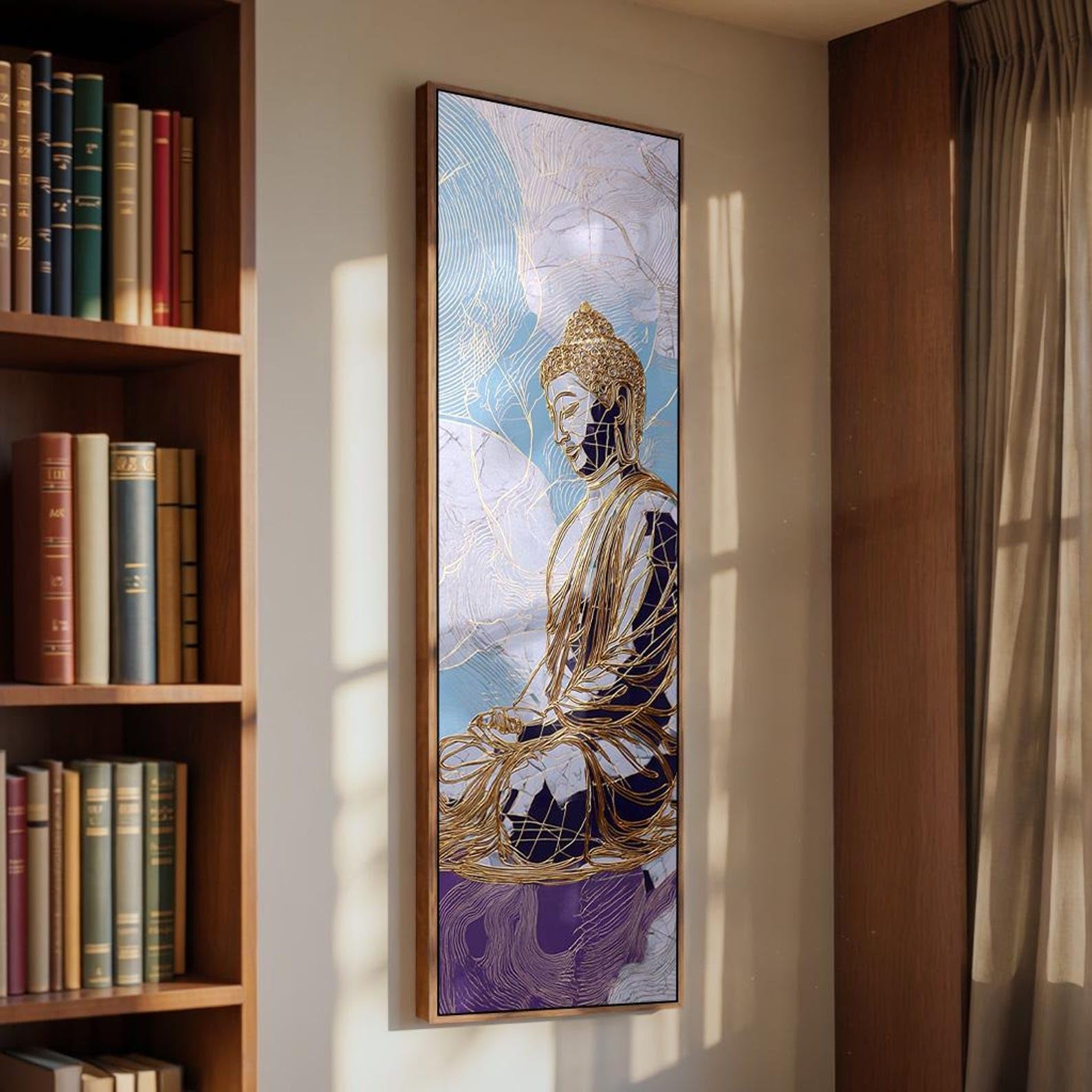 XBTYKPB Cuadro vertical de Buda para pared, pintura alta y estrecha para meditación, pieza de inspiración espiritual, decoración para sala de yoga (60x180cm/marco interior)