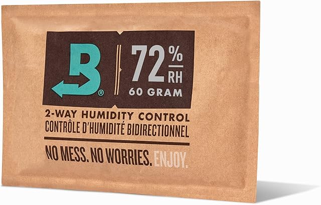Boveda 72% RH 2-Way Humidity Control  Restores & Maintains Humidity  All in One Solution for Humidification- Patented Technology for Cigar Humidors  Convenient & Versatile - 1 Count Resealable Bag