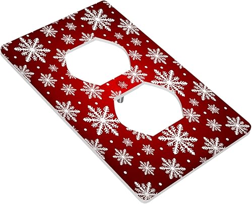 Miniatura 3 de Cubierta de interruptor de luz dúplex de 1 banda, cubierta decorativa de Navidad con copos de nieve rojos, placa frontal decorativa para cocina,
