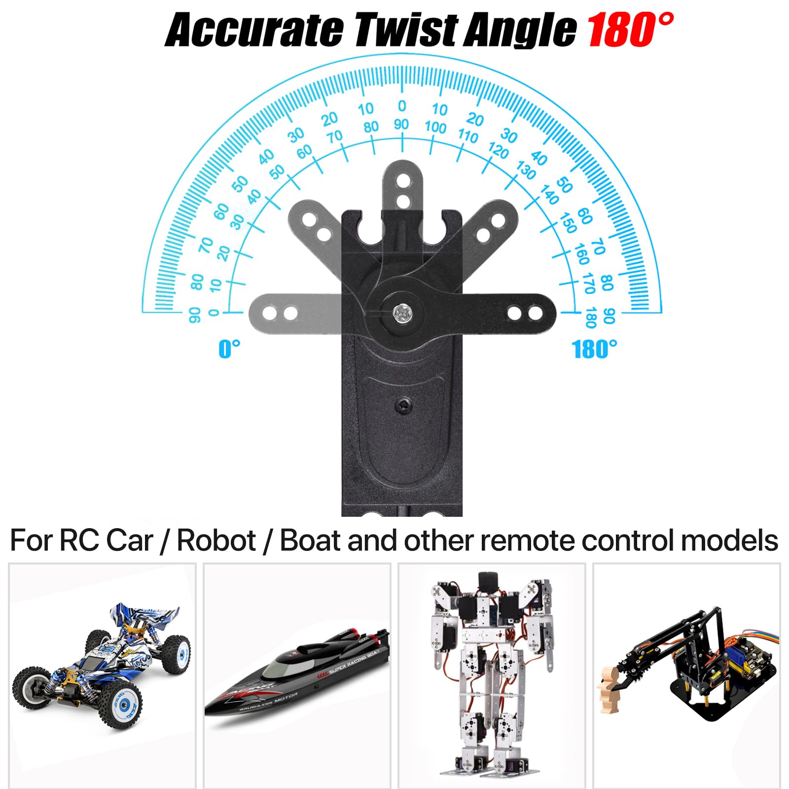 1/10 RC Servo 40KG High Torque Servo HV RC Steering Servo Motor [Powerful & Fast, Programmable] Full Metal Gear Waterproof Brushless Digital Servo for 1/8 1/10 RC Car Boat Crawler, 180 Degree