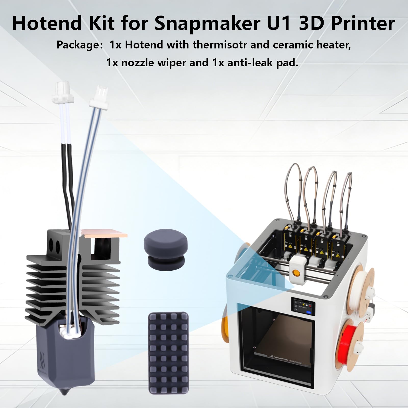 Zestaw Hotend 0,4 mm z hartowanej stali dla U1, szybko zmienny głowicy drukującej Hot End do drukarki 3D z ceramicznym grzejnikiem, silikonową skarpetką, ściągaczem do dyszy i podkładką szczelną dla