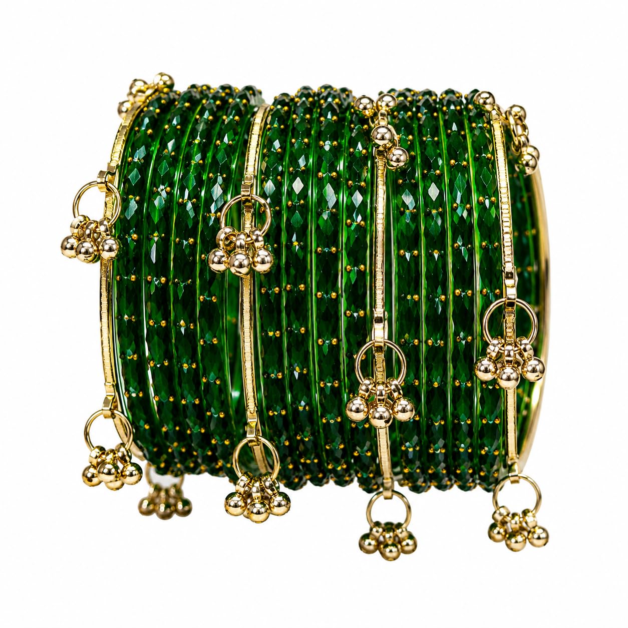 Kashmiri Glass Bangle with gunghro Set for Women| Traditional, Fancy Glass Chudi Set for Festival, Wedding, and Party (Set Of 16)-image-49