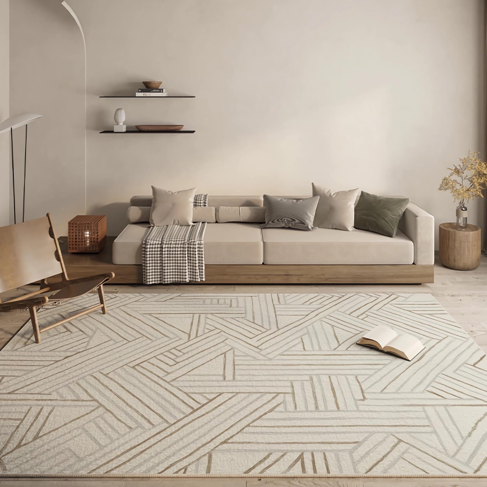 Tappetini antiscivolo cucina,Tappeto da salotto resistente e facile da pulire design a righe grigio marrone,tappeto salone moderno scendiletto camera da letto,180x280cm