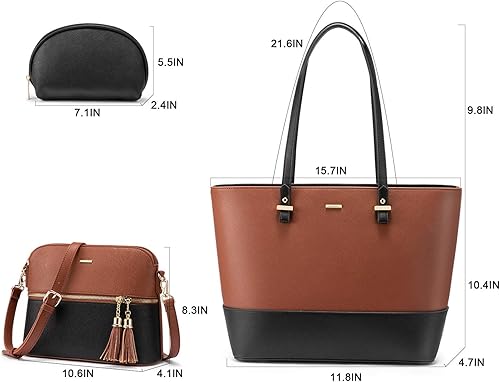 Miniatura 4 de LOVEVOOK Bolsos de mano para mujeres, bolsos de hombro, bolso tote, bolso satchel, bolso hobo, conjunto de bolso de 3 piezas