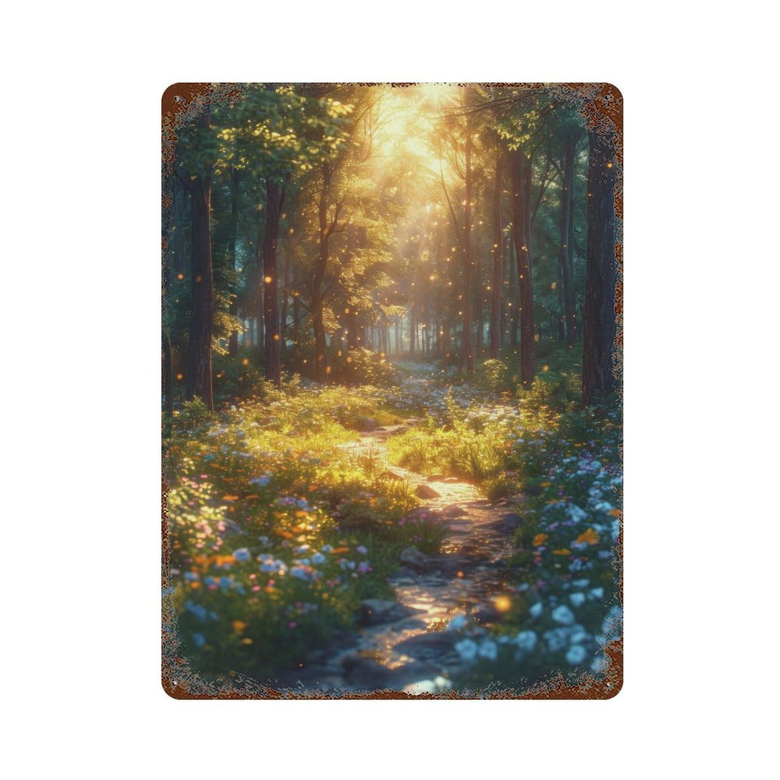 Magical Forest Rustic Tin Plaque 15.7"x11.8", for Shed, Workshop And Garage Wall Decor, Rustic Home Decor
