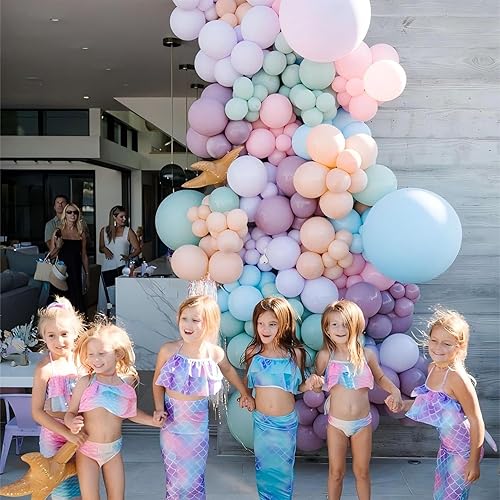 Miniatura 4 de Infloral Guirnalda de globos macarrón arco iris de 17pies para unicornio mágico, pastel, baby shower, fiesta de cumpleaños, cabina de fotos, fondo,