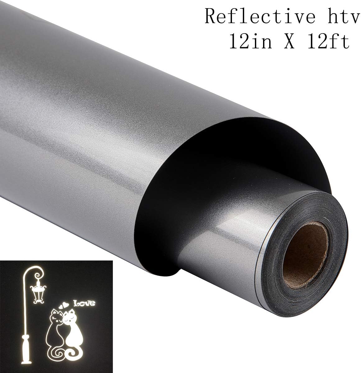 Reflective Heat Transfer Vinyl for T-Shirt 12 Inch x 12 Feet Silver One Roll