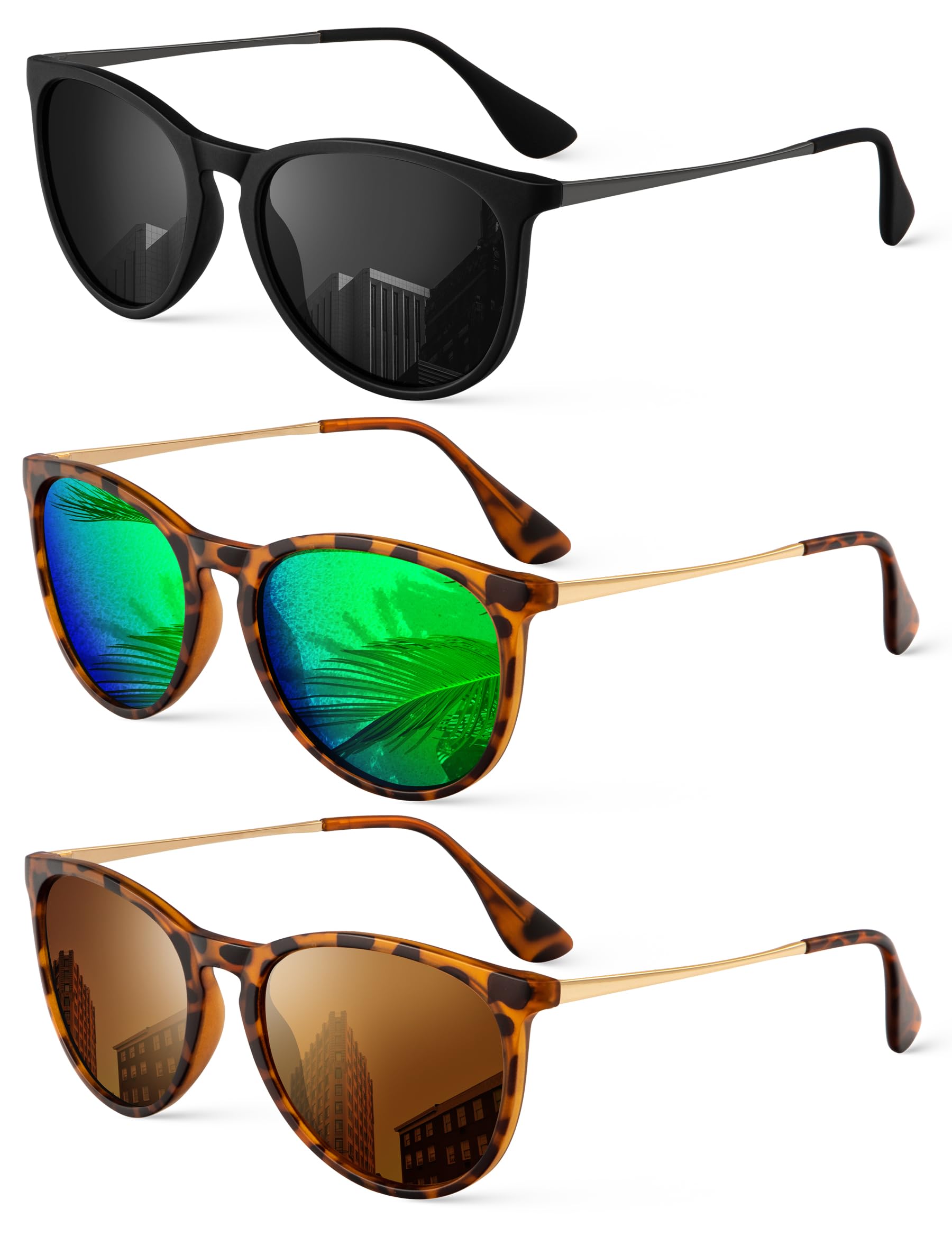 Photo 1 of **NEW, OPENED FOR INSPECTION**
KALIYADI Sunglasses  (3 Packs) Black/Green/Brown
