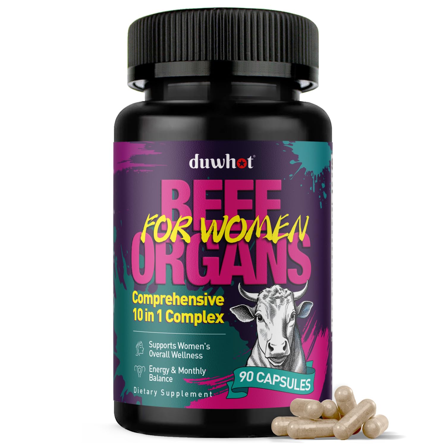 duwhot Beef Organ Supplement for Women, 90 Capsules