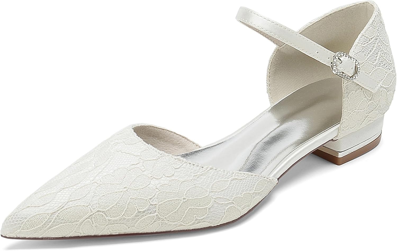 Minishion Women's Dressy Flats - Lace Pointed Toe