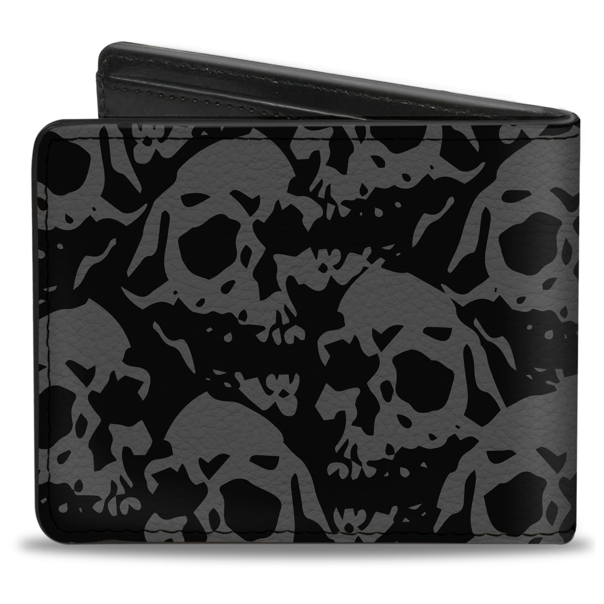 Buckle-Down Men's Wallet, Bifold, Skull Yard Black Gray, Vegan Leather, Multi, 4.0
