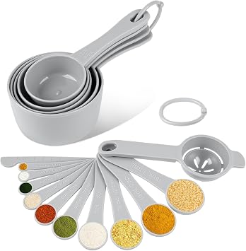 17 Pcs Cup Measurements Set and Measuring Spoons with Leveler