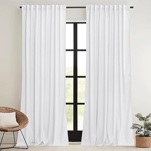 Miniatura 2 de RYB HOME Cortinas de terciopelo blanco puro de 90 pulgadas para dormitorio, cortinas verticales reductoras de luz de lujo, decoración simple del