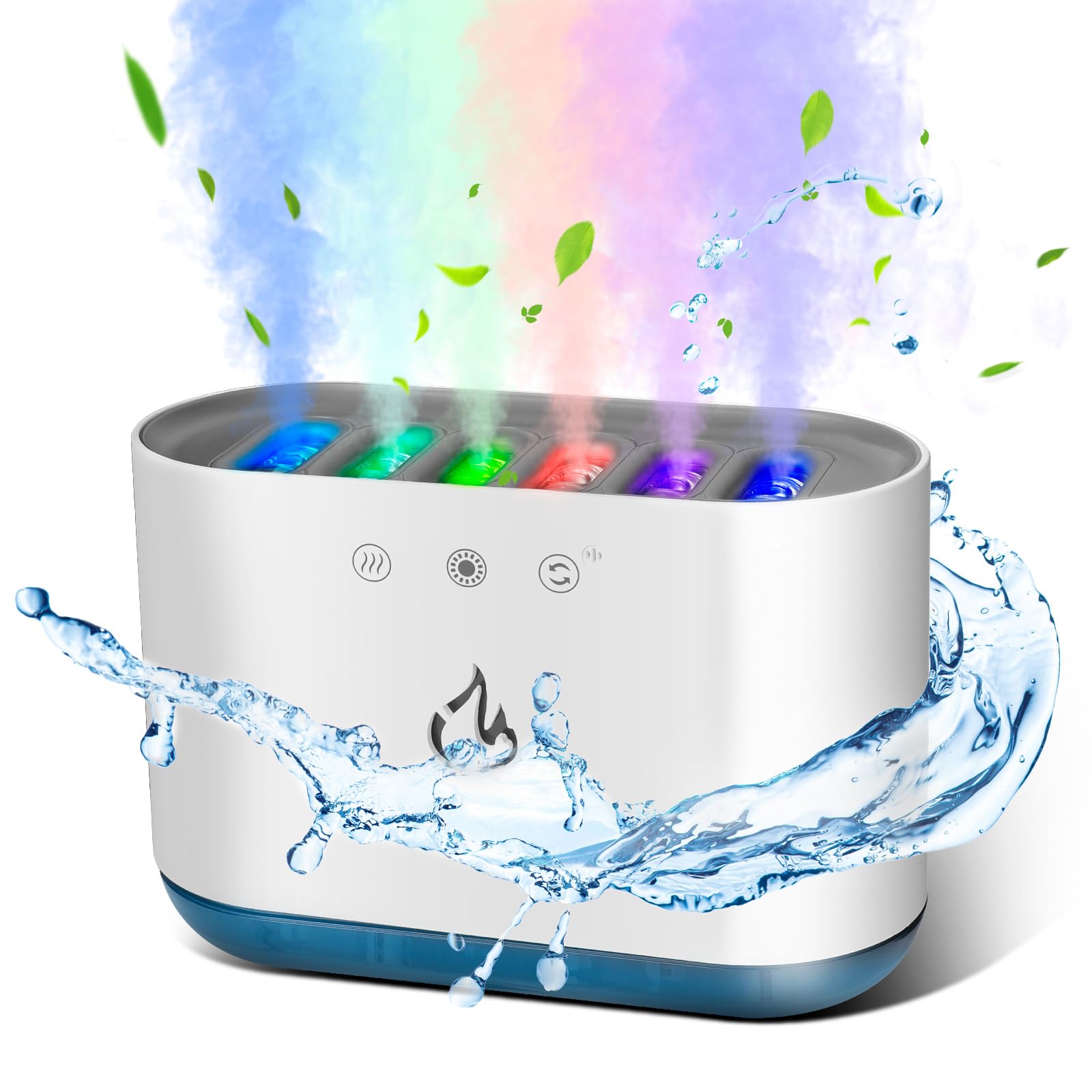 AiQInu Nawilżacz powietrza 900 ml, dynamiczny nawilżacz pick-up, do sypialni, z 6 dyszami i 7 kolorami diod LED, 25 dB, bardzo cichy, nawilżacz powietrza do domu, biura