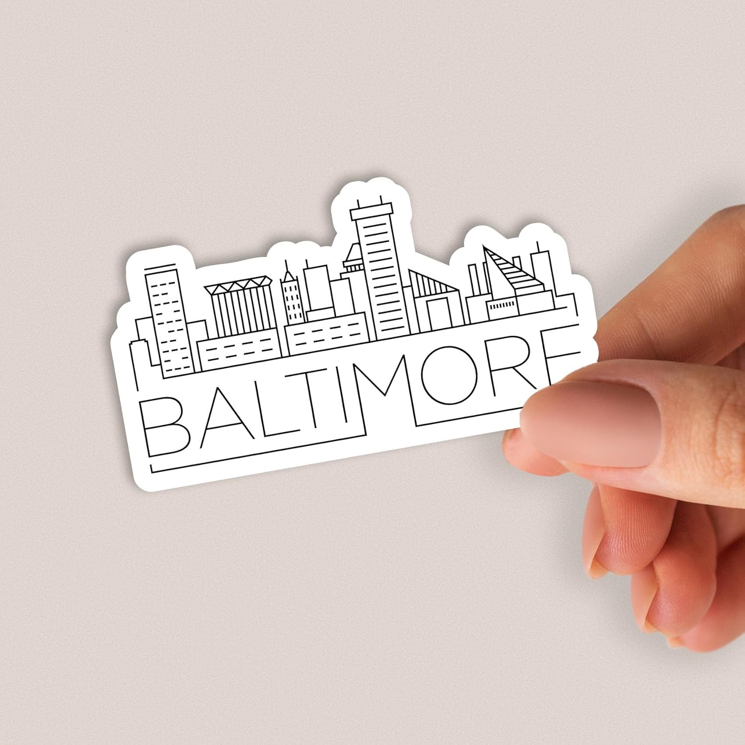 Baltimore Maryland City Skyline - Vinyl Sticker Decal for Phone, Laptop, Water Bottle (3 Wide)